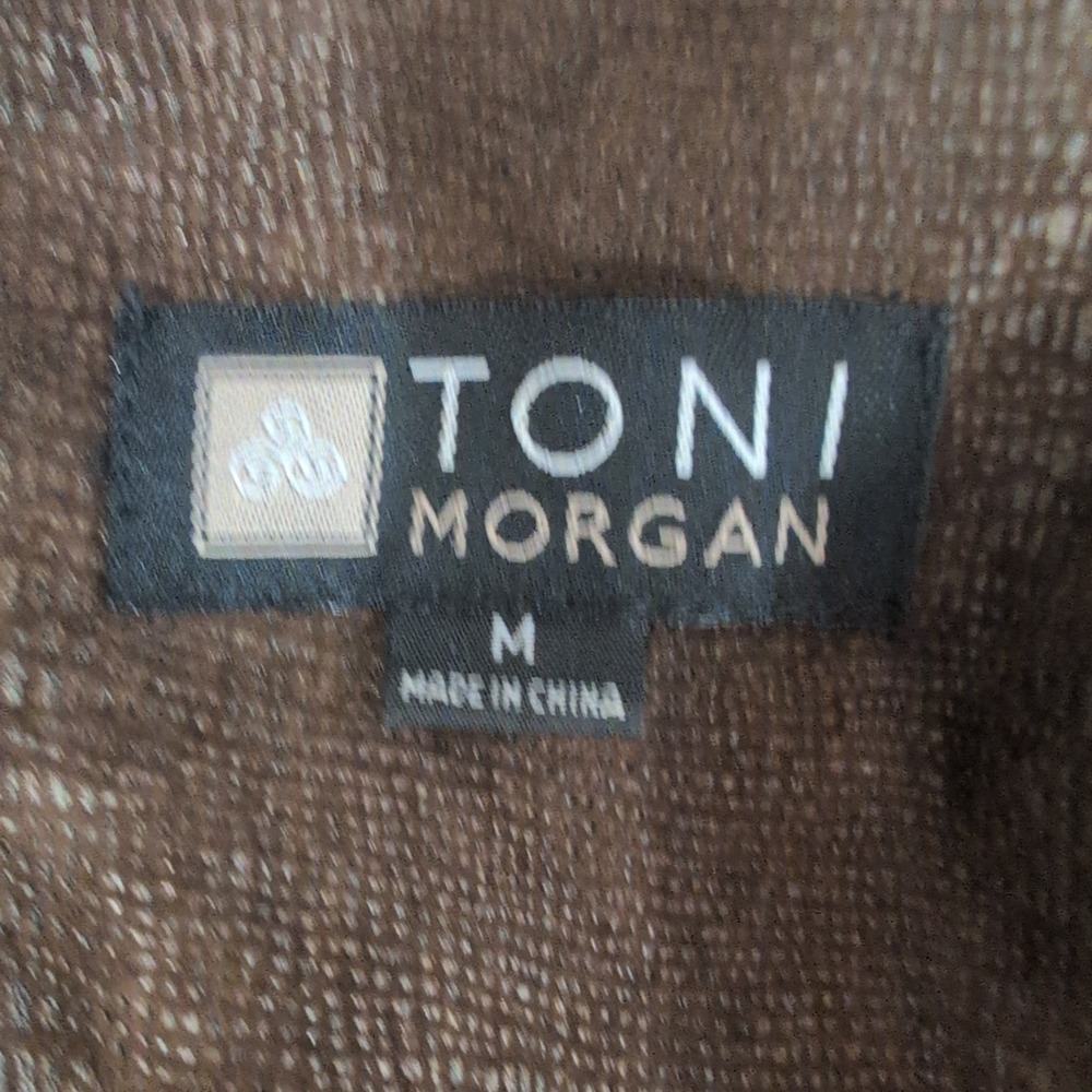 Toni Morgan Brown Faux Suede Snakeskin Print Button Front‎ Blazer Jacket Medium - Picture 3 of 6